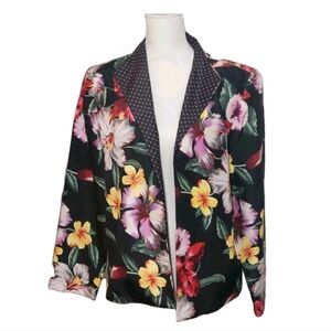 Kulakula Blazer Colorful Silk Floral Women's Size L 44x24 Hawaiian Hawaii Open